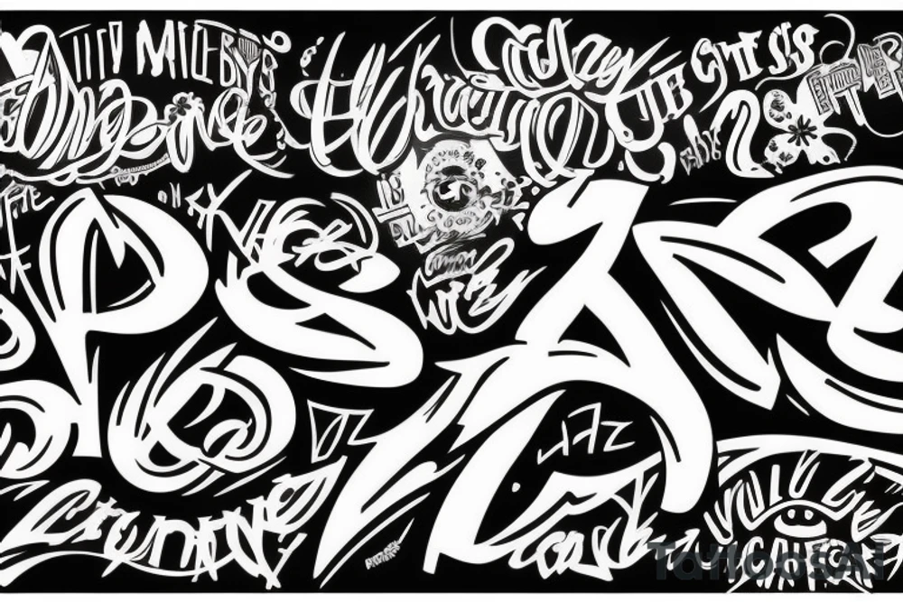 graffiti style lettering and the meaningful number 223 tattoo idea