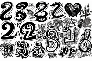 graffiti style lettering and the meaningful number 223 tattoo idea