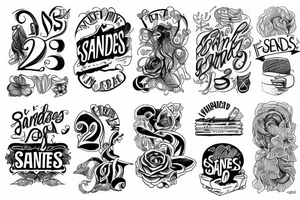 text “sandes” and number 223 tattoo idea