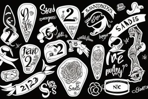 text “sandes” and number 223 tattoo idea