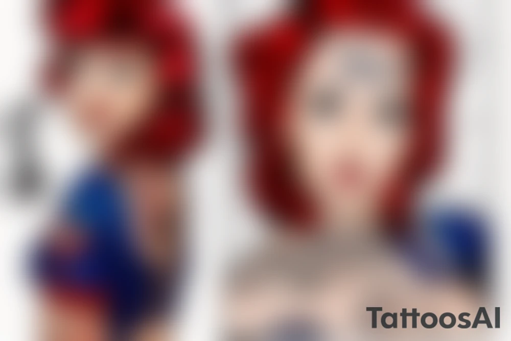 Pin up navy red head sexy uniform tattoo idea