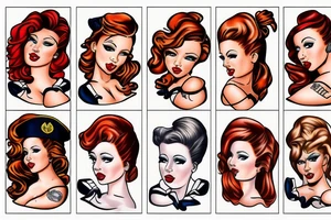 Naval redhead pinup tattoo idea