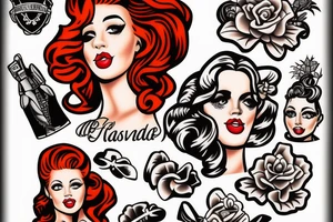 Naval redhead pinup tattoo idea