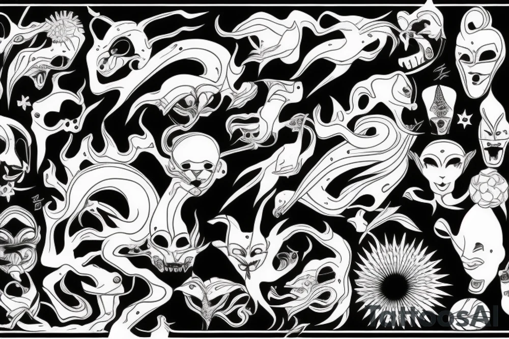 Dark Japanese sleave tattoo idea