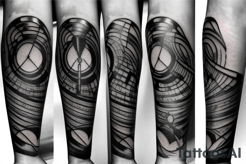 Martini glass balanced on a piston tattoo idea