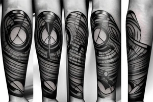 Martini glass balanced on a piston tattoo idea