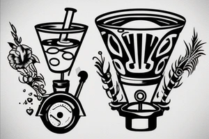 Cocktail on an engine piston tattoo idea