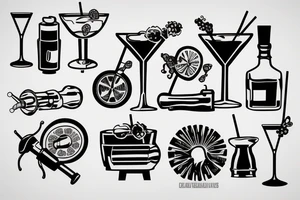 Cocktail on an engine piston tattoo idea