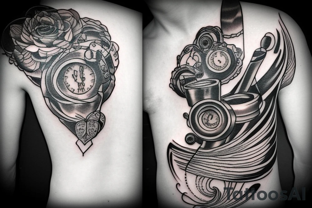 Cocktail on an engine piston tattoo idea