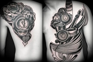 Cocktail on an engine piston tattoo idea