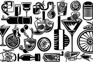Cocktail on an engine piston tattoo idea