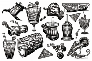 Cocktail on an engine piston tattoo idea