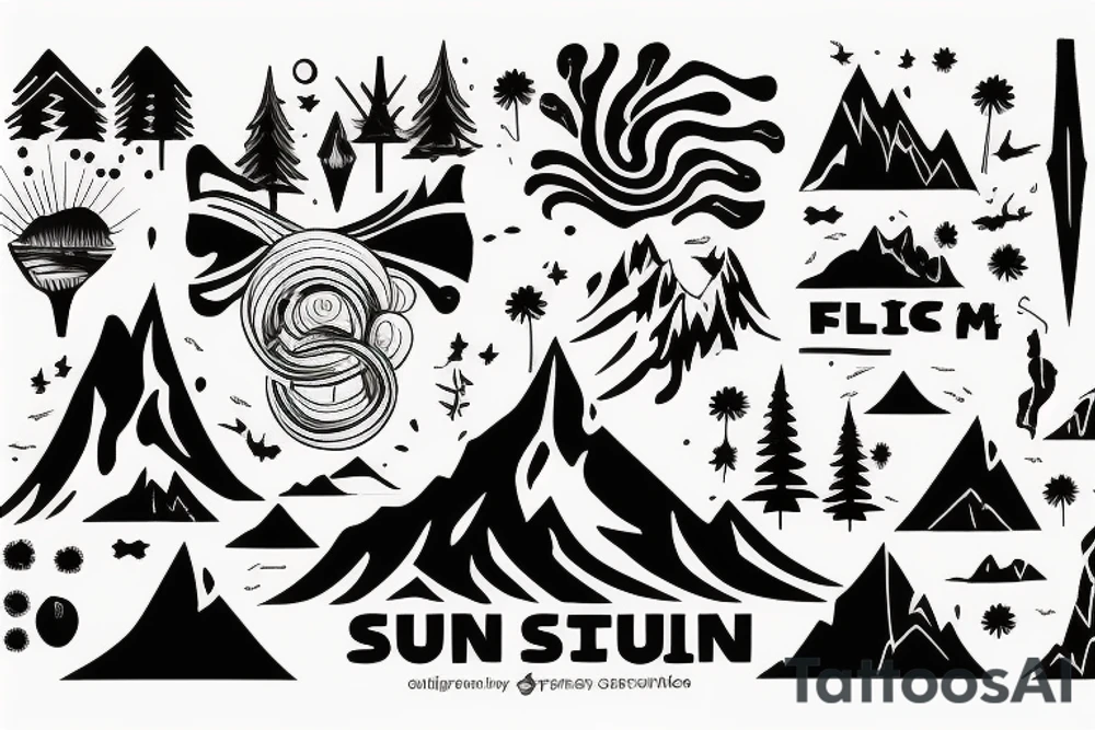 Sunset mountain tattoo idea