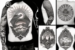 Sunset mountain tattoo idea