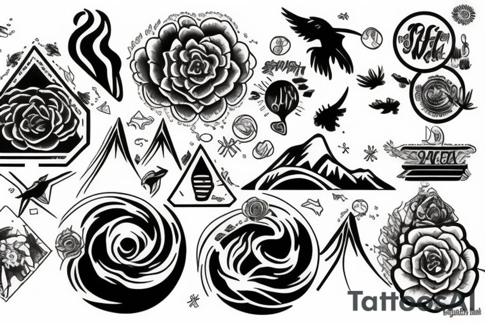 Sunset mountain tattoo idea
