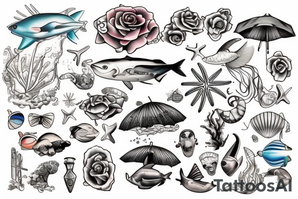 Beach and sea tattoo idea