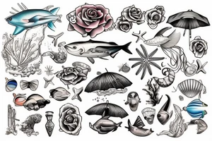 Beach and sea tattoo idea