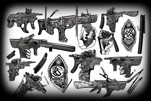 Pistol,volleyball,warrior,rifle,sword, tattoo idea