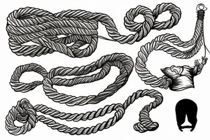 suicide hanging himself from a curly
 rope tattoo idea