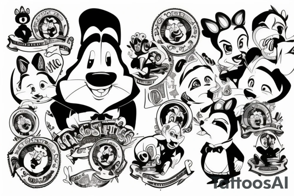 Gangster loonie tunes characters tattoo idea