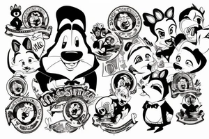 Gangster loonie tunes characters tattoo idea