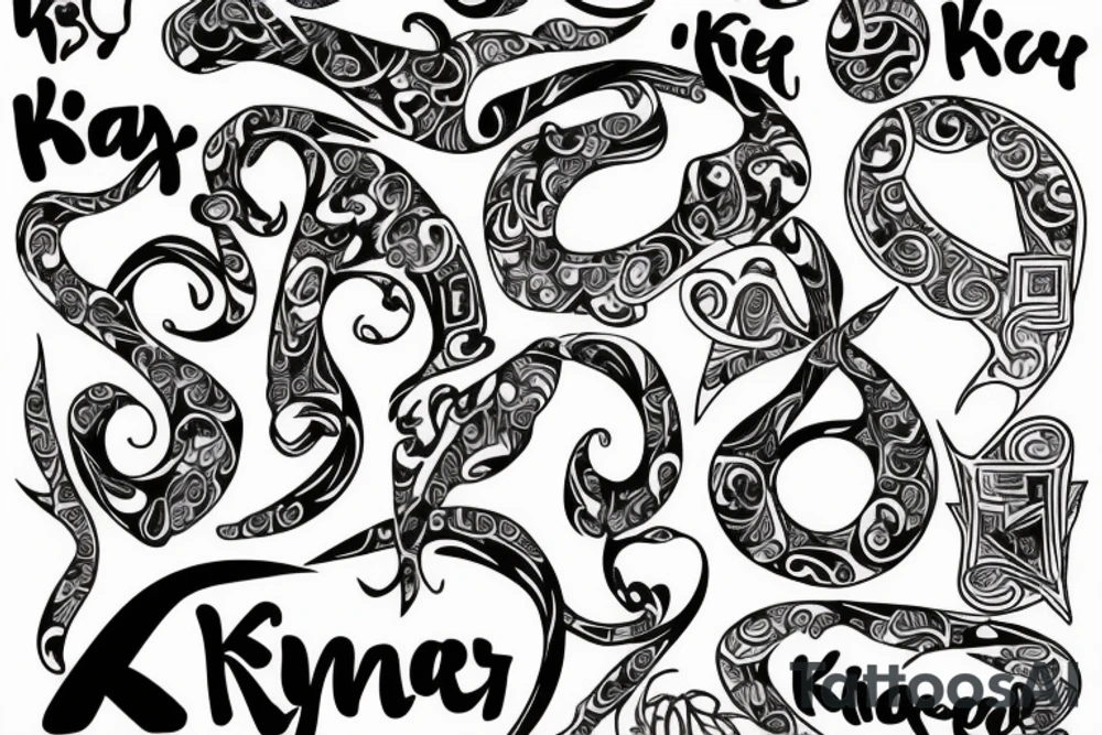 the names Kobe and Kyndall with the infinity symbol tattoo idea