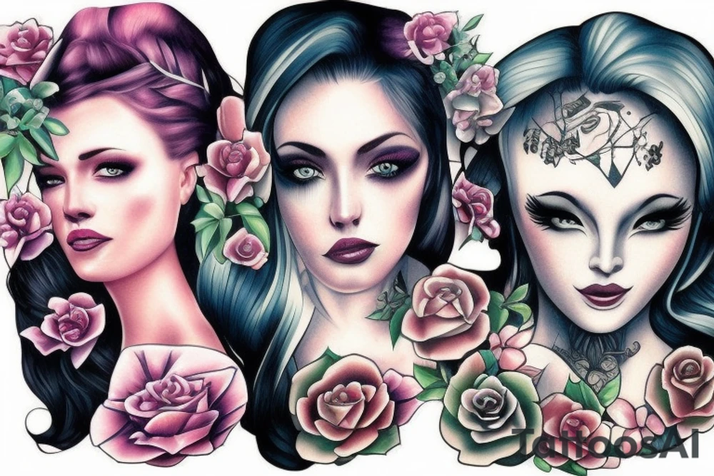 Fantasy women portrait tattoo idea