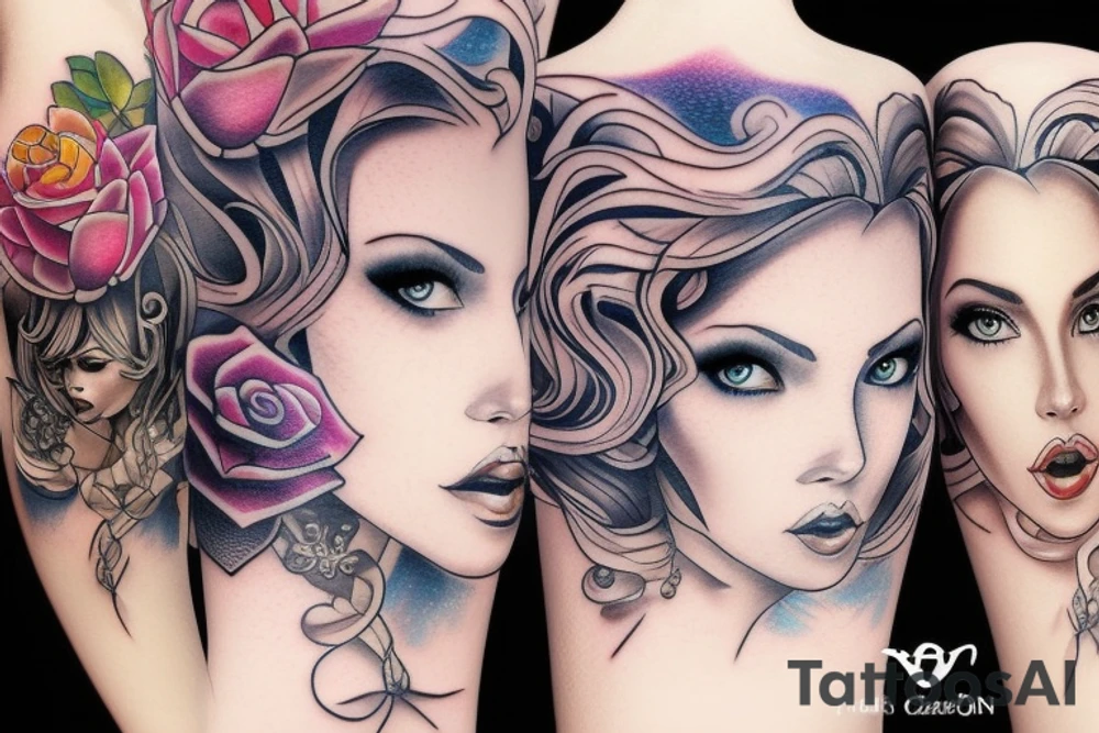 Fantasy women portrait tattoo idea