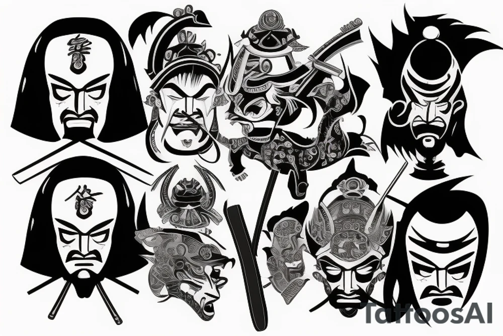 Samurai head tattoo idea
