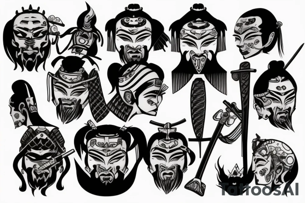 Samurai head tattoo idea