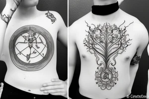 willow tree with two crowns divided into two sides which symbolizes the zodiac sign of Gemini tattoo idea