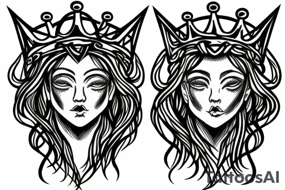 willow tree with two crowns divided into two sides which symbolizes the zodiac sign of Gemini tattoo idea