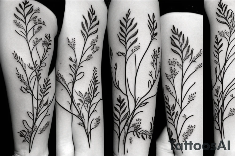 Wisteria and jasmine flowers tattoo idea