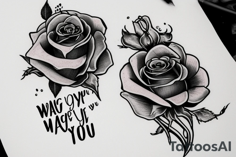 A rose with a bloody dagger through it surrounded by the quote "Dying is the only way you'll let me love you" tattoo idea