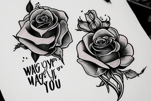 A rose with a bloody dagger through it surrounded by the quote "Dying is the only way you'll let me love you" tattoo idea