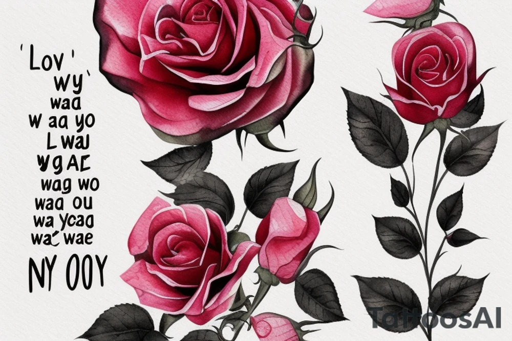 A rose with a bloody dagger through it surrounded by the quote "Dying is the only way you'll let me love you" tattoo idea