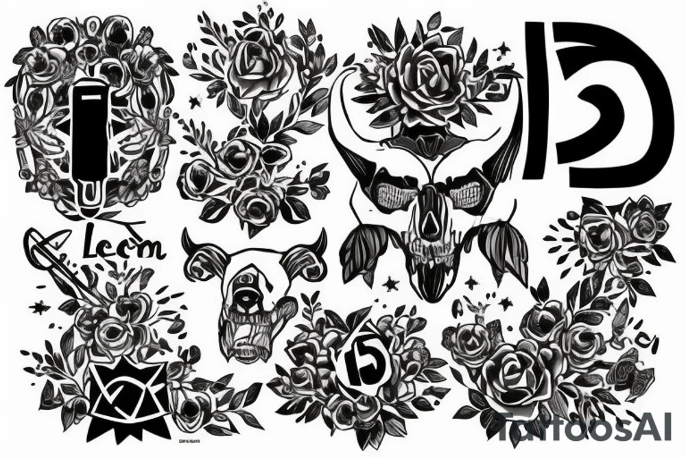 Leon milenario con una cruz que identifique la fe en Dios y con el número 58 tattoo idea