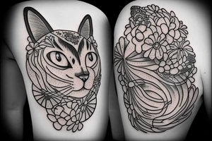 hairy cat looking up at a butterfly tattoo idea