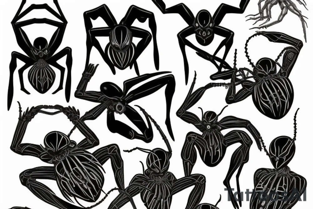 black circuit spider tattoo idea