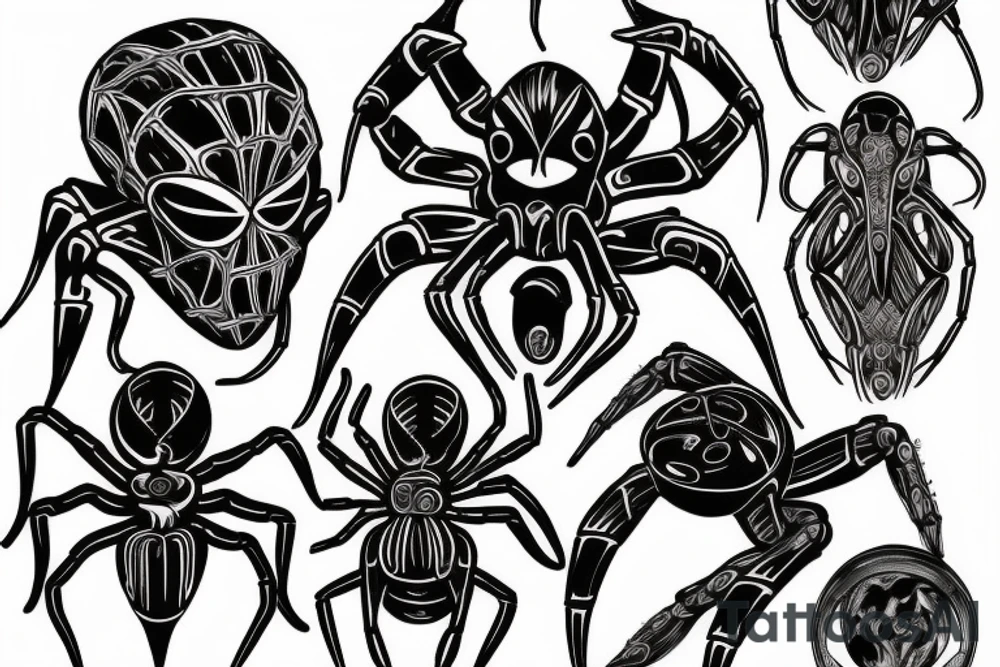 black circuit spider tattoo idea
