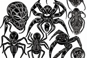 black circuit spider tattoo idea