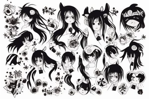 angry anime girl with cow tattoo idea