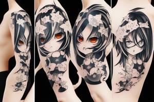 angry anime girl with cow tattoo idea