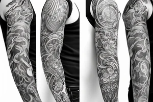 Sleeve design showing the outdoors and passing of time tattoo idea