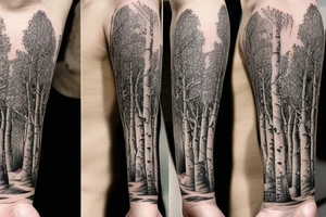 Sleeve design showing aspens trees and changes over time tattoo idea
