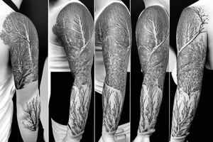Sleeve design showing aspens trees and changes over time tattoo idea
