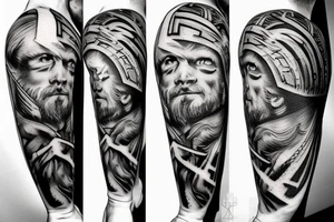 Zeus throwing lightning bolt to Thor with hammer tattoo idea