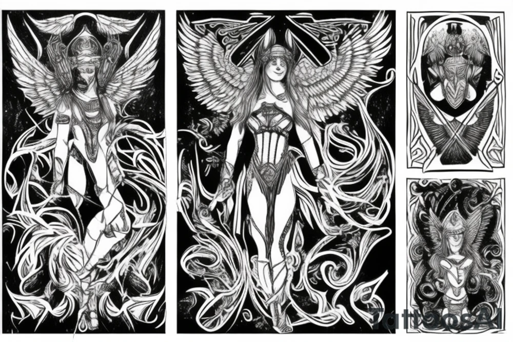 Valkyrie taking soul to Valhalla tattoo idea