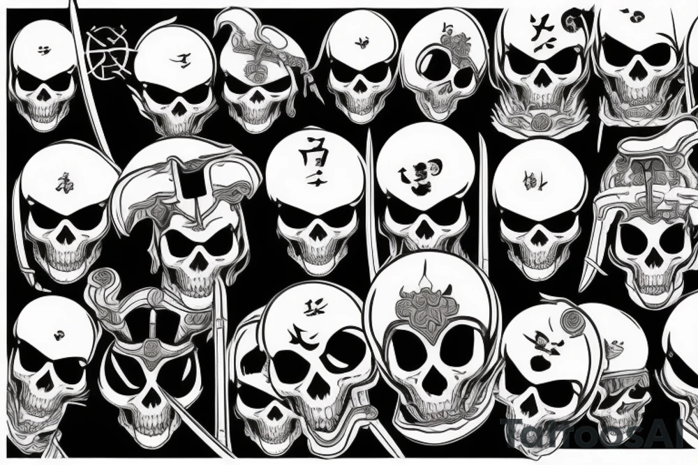 Samurai skull demoniac tattoo idea