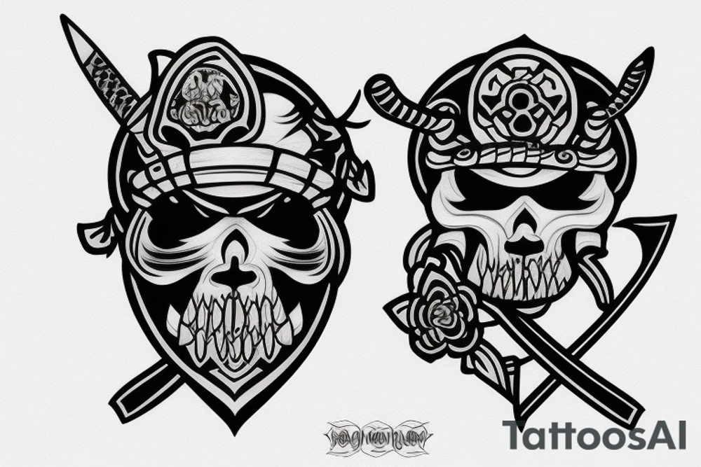 Samurai skull tattoo idea